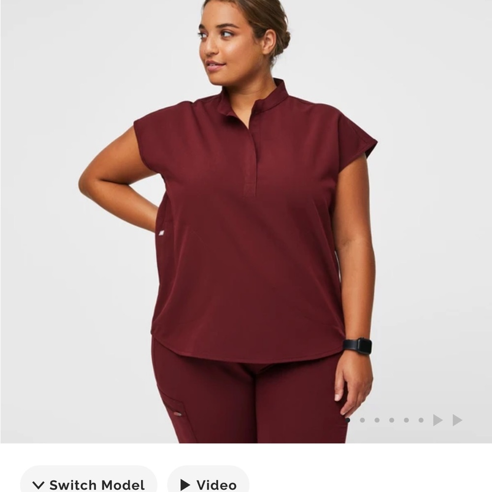 Figs Women's Burgundy scrub Top